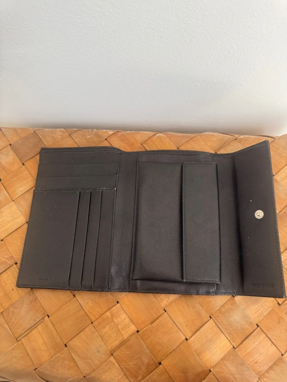 Prada Black Satin Envelope Clutch with Logo Plaque